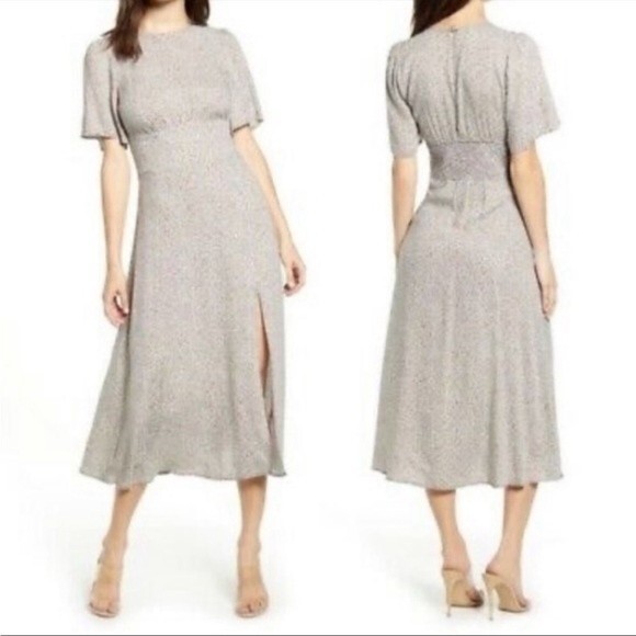AFRM Janice Midi Dress in Micro Leopard Print XS - Picture 1 of 11